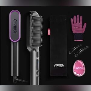 TYMO Hair Straightening Brush Set - Black and Pink